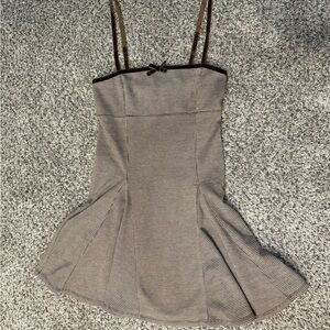 Chic Brown Houndstooth Mini Dress